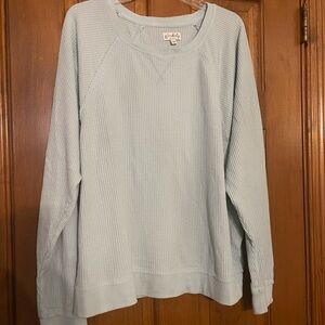 Wonderly Studio Light Minty Green/Blue Waffle Oversized Knit Top, Size Large‎